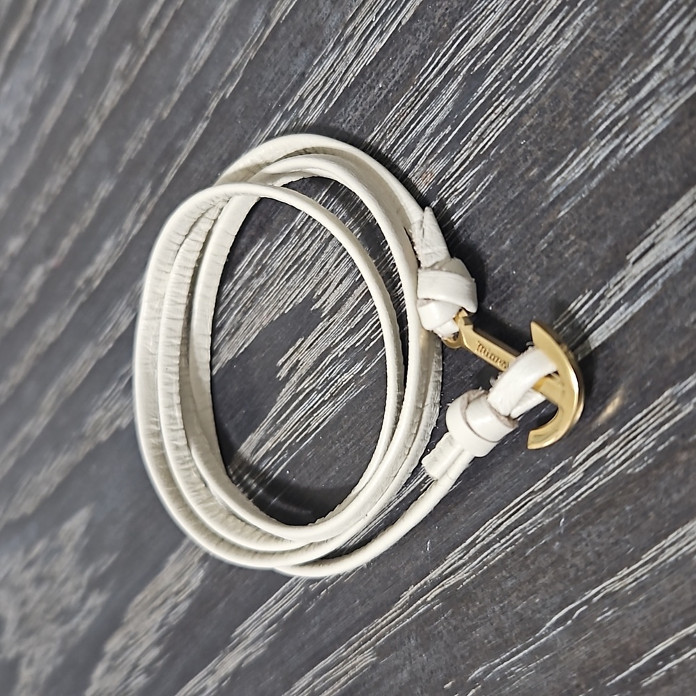Mainsai mini anchor leather wrap bracelet